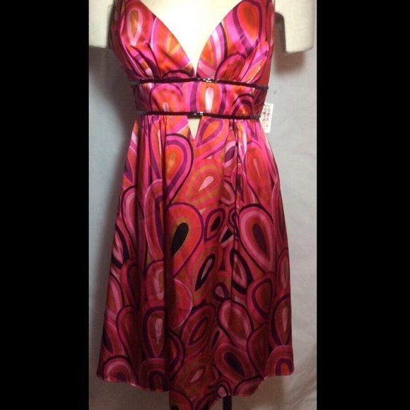 NWT ABS Silk Geometric Print Cocktail Dress Size 6 - Picture 1 of 5